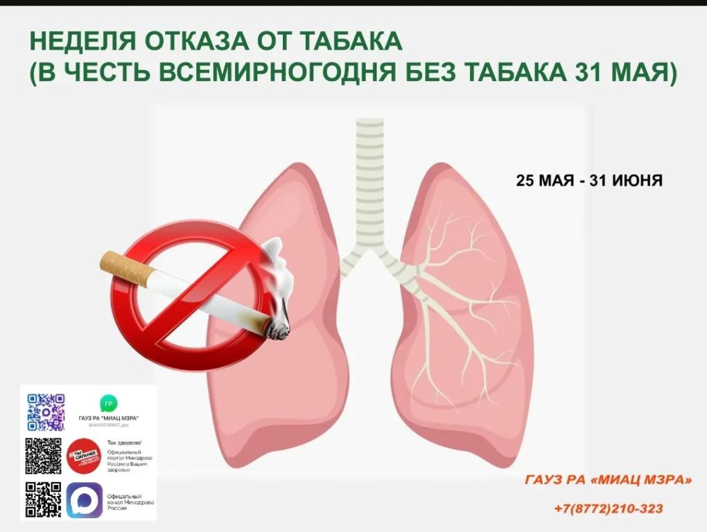 Неделя отказа от табака в 2026 году проходит с 25 по 31 мая