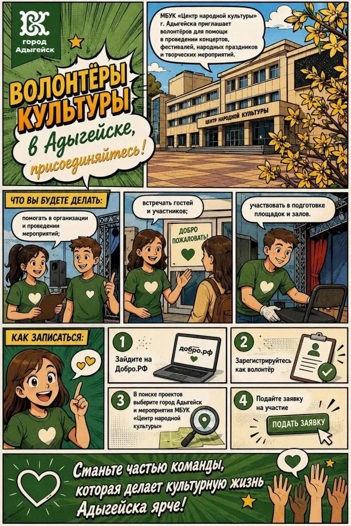 Волонтёры культуры в Адыгейске, присоединяйтесь!