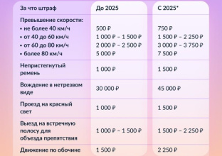 Штрафы для автомобилистов: новые суммы с 2025 года